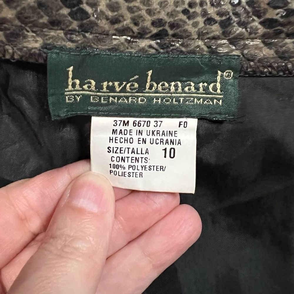 Vintage Harve Benard Dark Green Snakeskin Print High Rise Pants Womens 10 - Picture 2 of 7